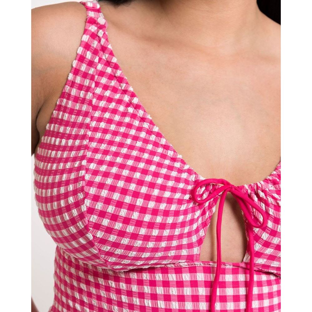Curvy Kate Holiday Check Non Wired Swimsuit - Raspberry Pink
