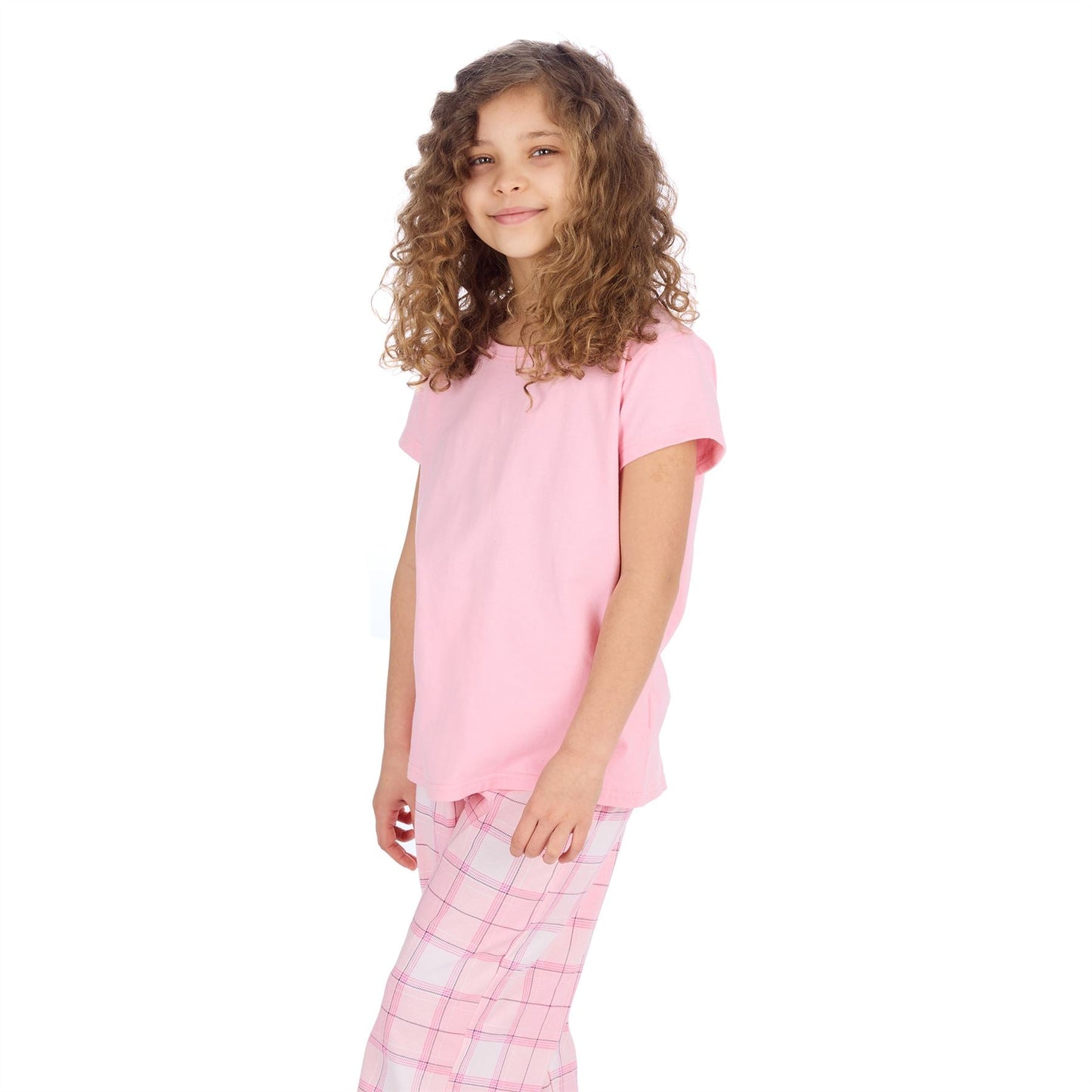 Forever Dreaming Girls T Shirt and Check Pants Pyjamas - Pink Forever Dreaming