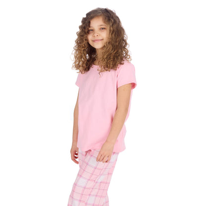 Forever Dreaming Girls T Shirt and Check Pants Pyjamas - Pink Forever Dreaming