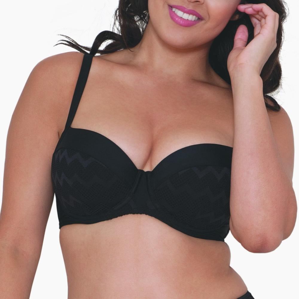 Curvy Kate Hi Voltage Balcony Bikini Top - Black