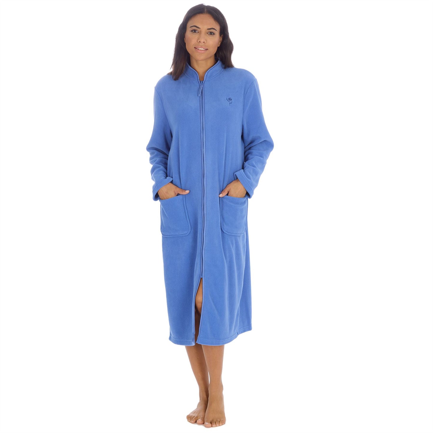 Countess Christie Longer Length Zip Housecoat - Blue