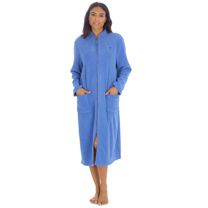 Countess Christie Longer Length Zip Housecoat - Blue