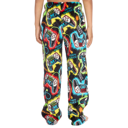 Cargo Bay Boys Fleece Gamer Print Lounge Pants - Black/Multi