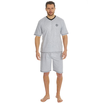 Cargo Bay Mens V Neck Top/Short Pyjamas - Grey/Charcoal