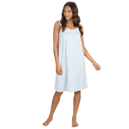 Cottonique Sleeveless Pastel Spot Nightdress - Blue Cottonique