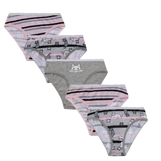 4Kidz Girls Briefs 5 Pack - Kittens (7-13 Years)