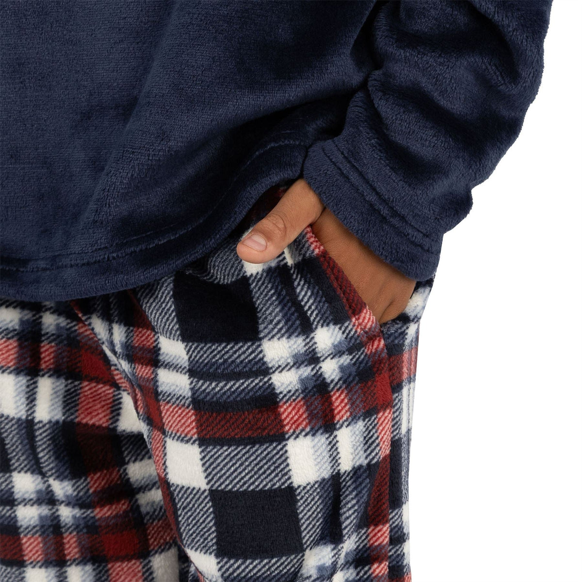 Cargo Bay Kids Fleece Pyjamas - Burgundy Check Cargo Bay