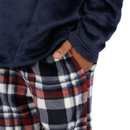Cargo Bay Kids Fleece Pyjamas - Burgundy Check Cargo Bay