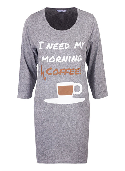 Mont Noir Coffee 3/4 Sleeve Nightdress - Grey