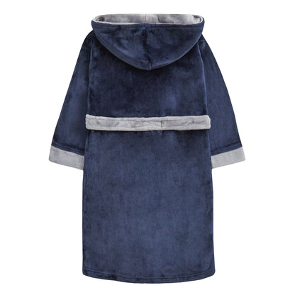 4Kidz Kids Contrast Hooded Fleece Robe - Navy