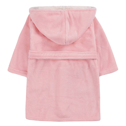 Minikidz Kids Sherpa Hooded Plush Fleece Robe - Coral