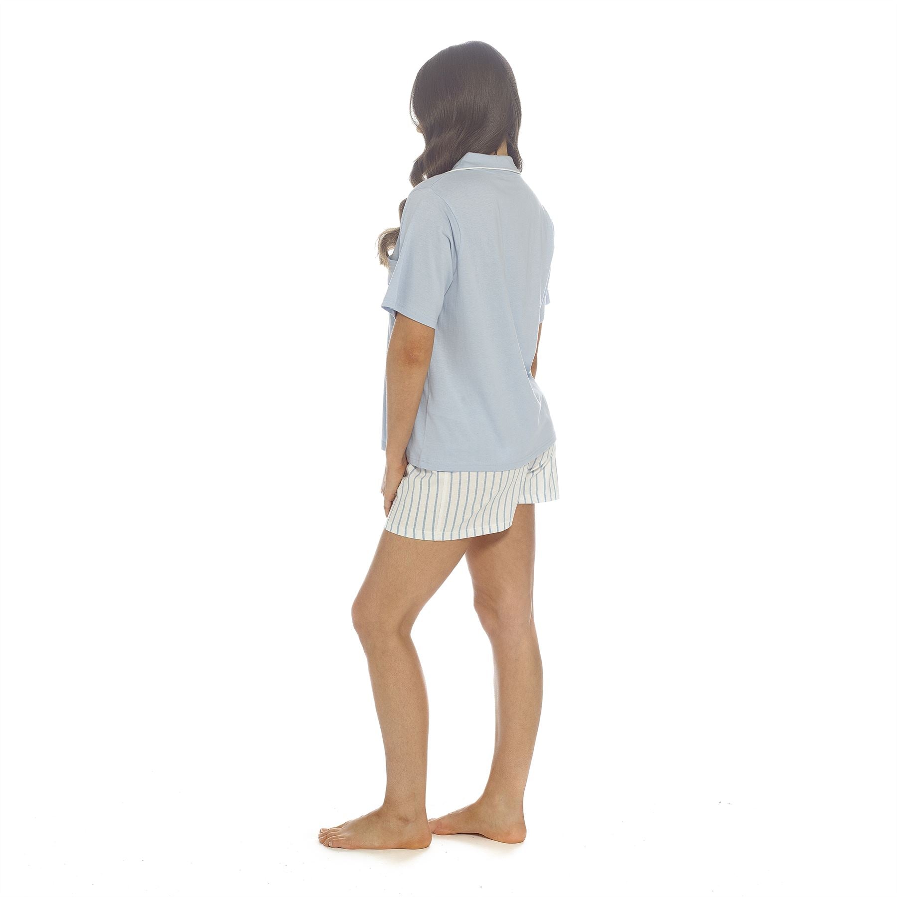 Follow That Dream Womens Jersey Pyjamas With Stripe Shorts - Blue Follow That Dream