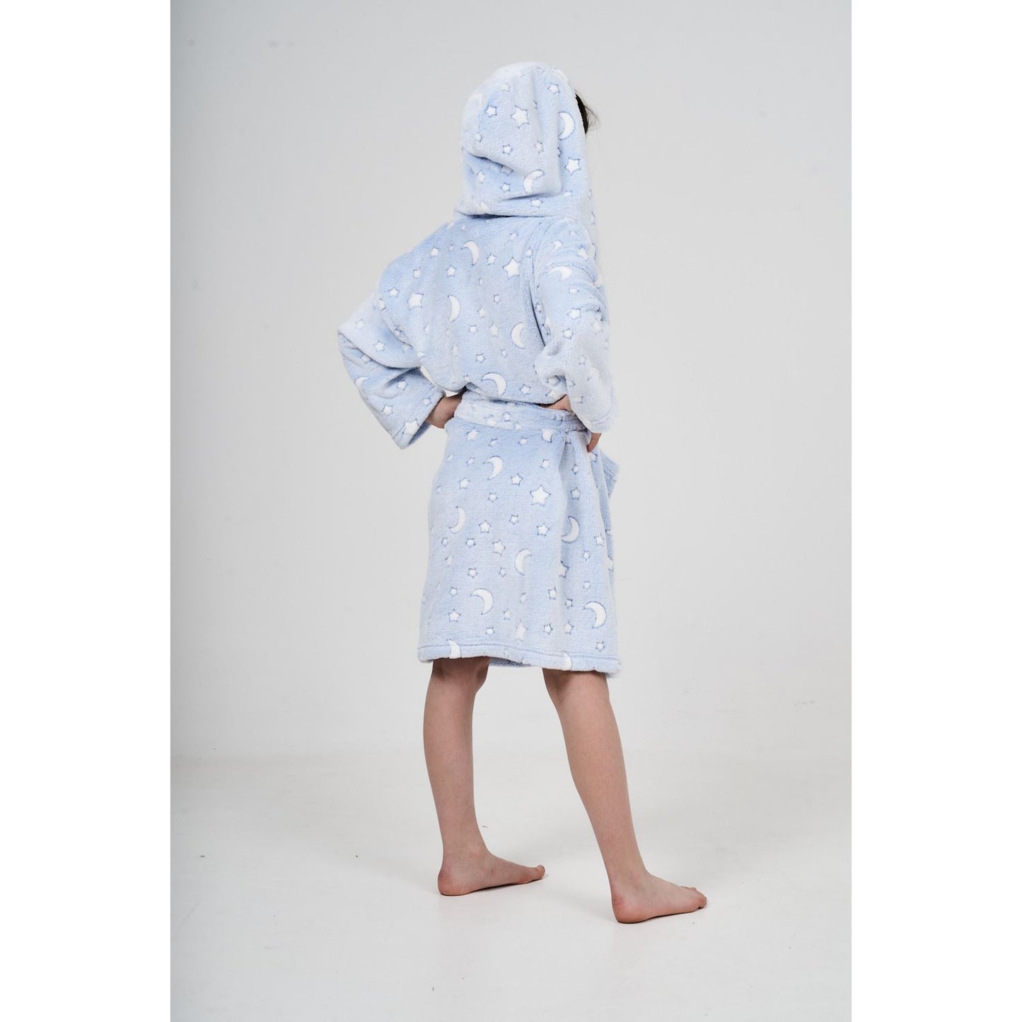 Nifty Kids Moon/Stars Fleece Robe - Blue