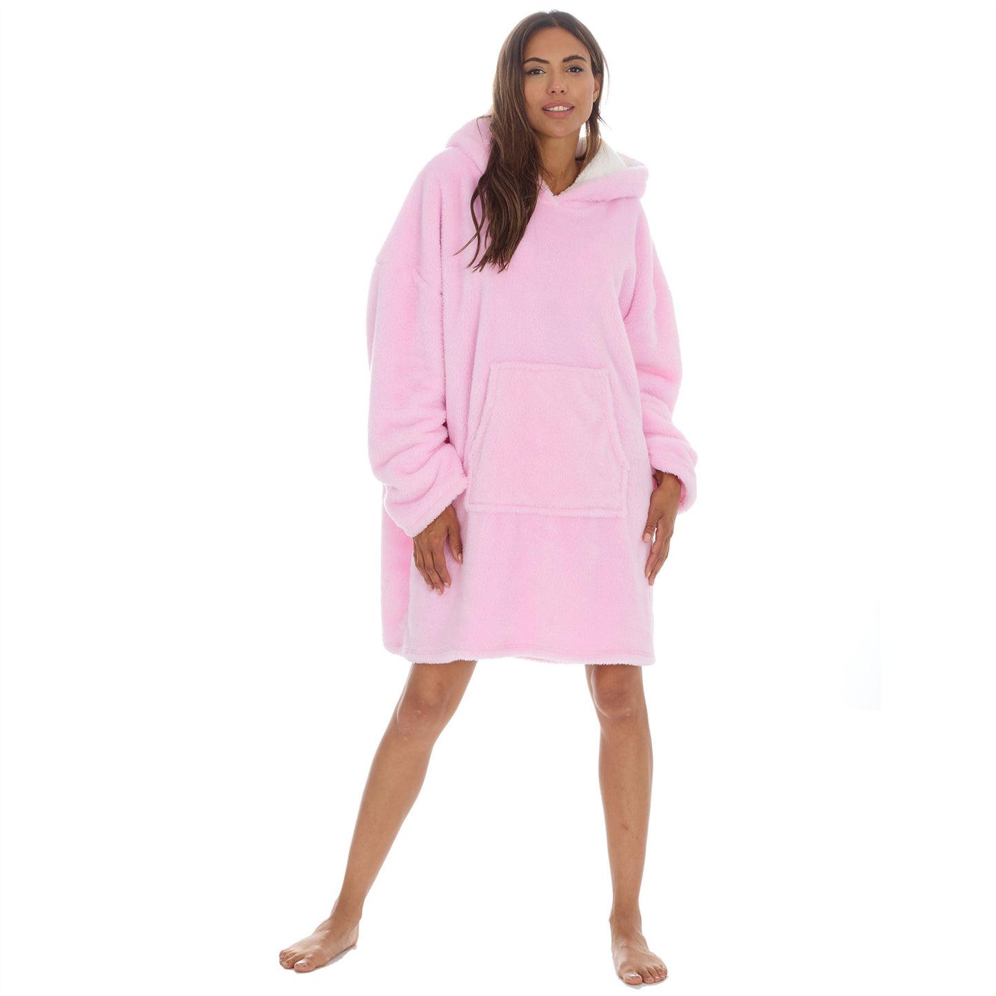 Huggable Hoodie Womens Snuggle Fleece Oversized Hoodie - Pink