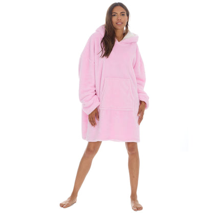 Huggable Hoodie Womens Snuggle Fleece Oversized Hoodie - Pink
