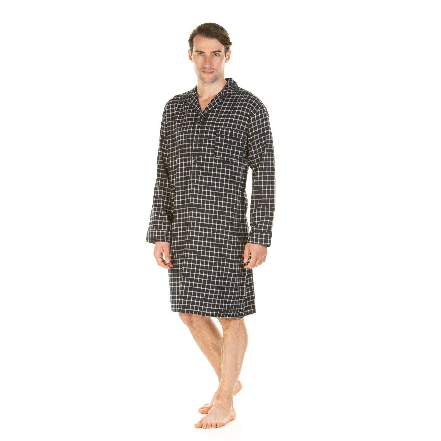 Haigman Mens Brushed Cotton Nightshirt - Small Check