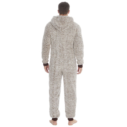Cargo Bay Mens Frosted Sherpa Fleece Onesie - Camel