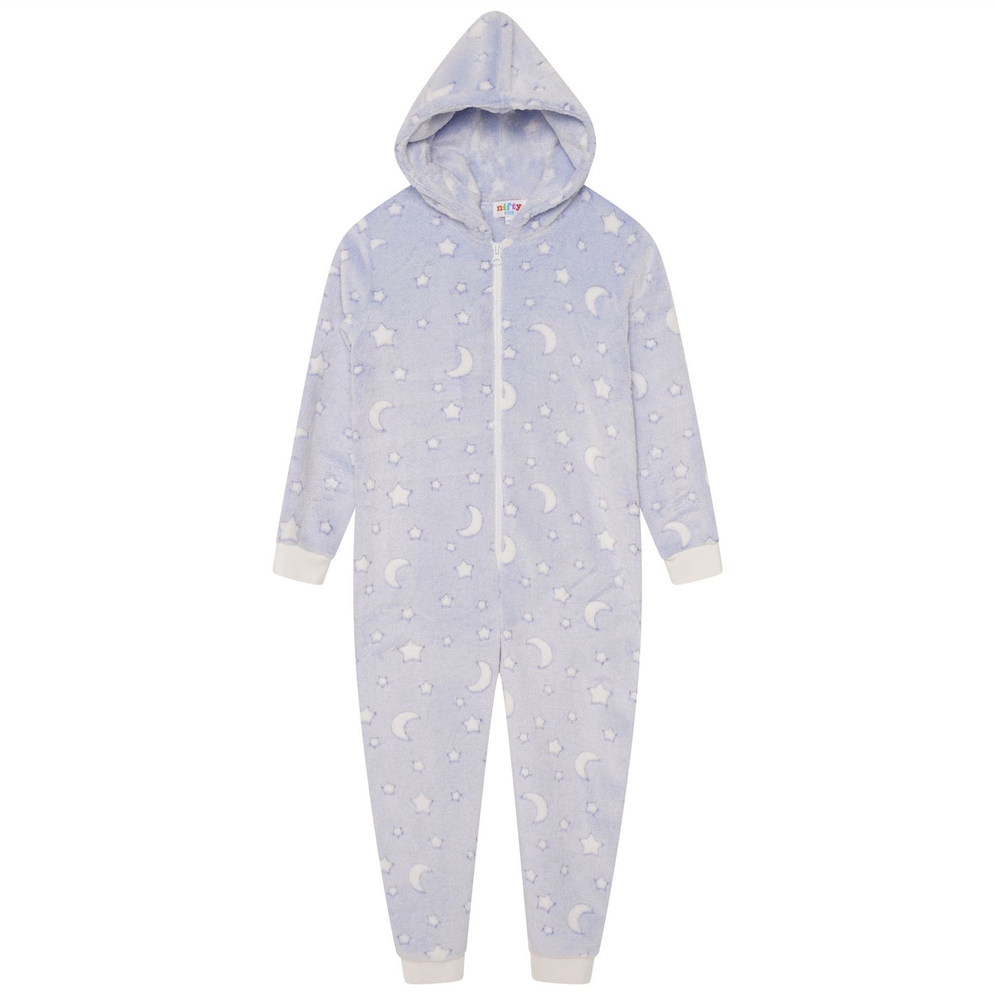 Nifty Kids Moon/Stars Fleece Onesie - Blue