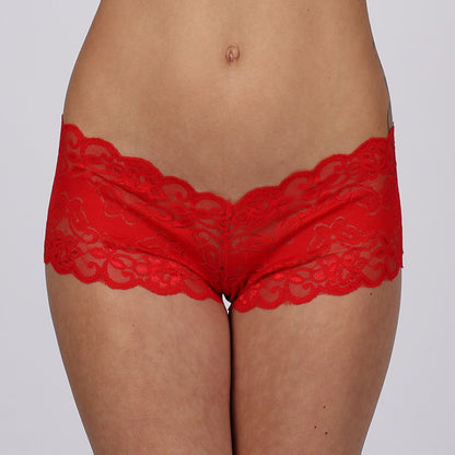 Classified Brief With Lace Up Back - Red/Black