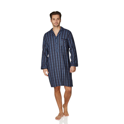 Haigman Mens Brushed Cotton Nightshirt - Blue Stripe Haigman