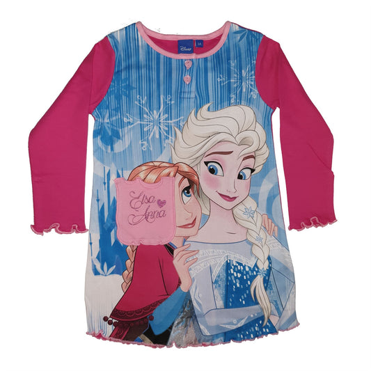 Girls Disney Frozen Longer Sleeve Nightdress - Fushia