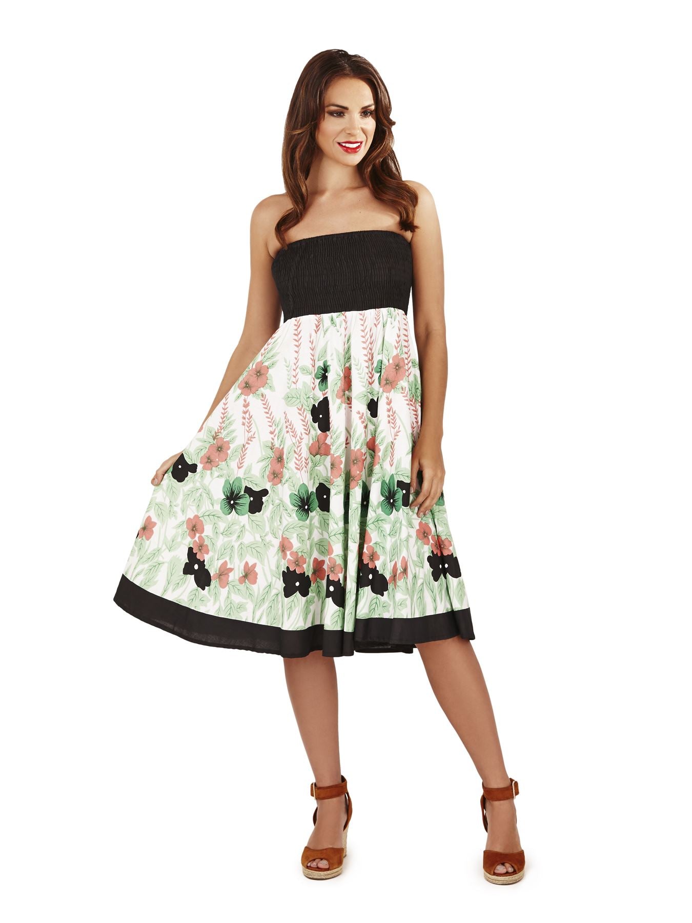 Pistachio Floral Print 2 in 1 Dress/Skirt - Black