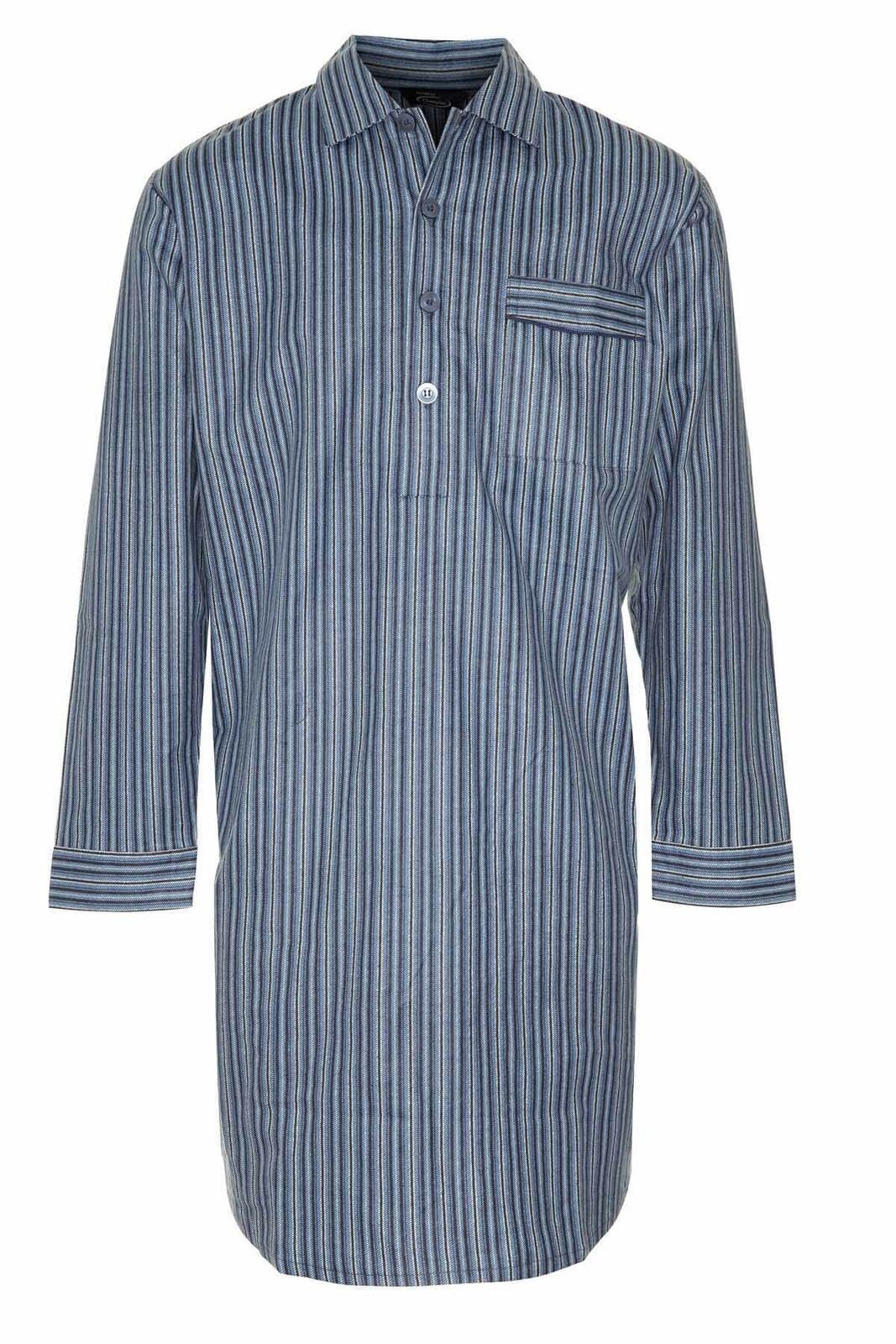 Champion Mens Brushed Cotton Nightshirt - Dark Blue Stripe