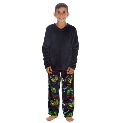 Cargo Bay Kids Fleece Gaming Pyjamas - Navy/Multi