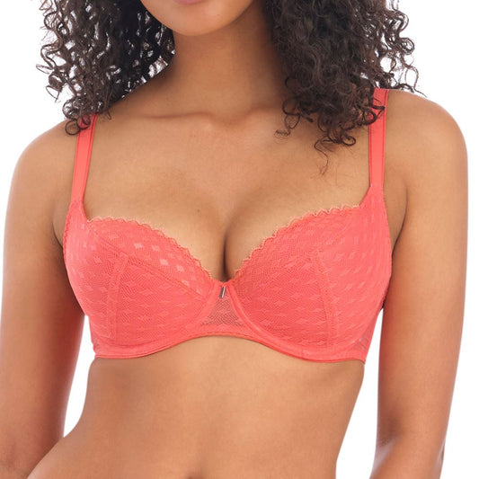 Freya Signature Padded Plunge Bra - Hot Coral