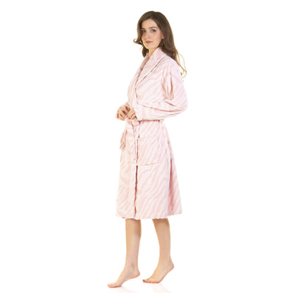La Marquise Womens Supersoft Fleece Robe - Pink Zebra