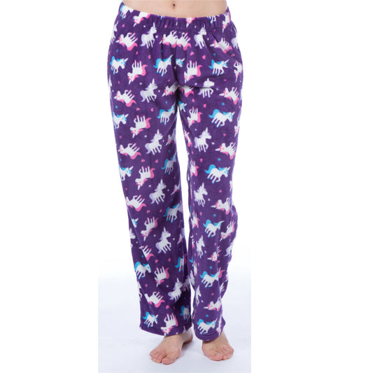 Selena Girl Unicorn Print Fleece Lounge Pants - Purple