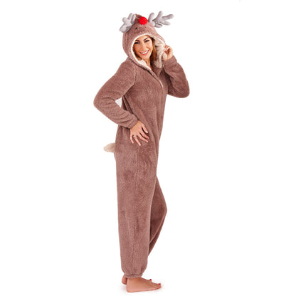 Loungeable Womens Reindeer Fleece Onesie