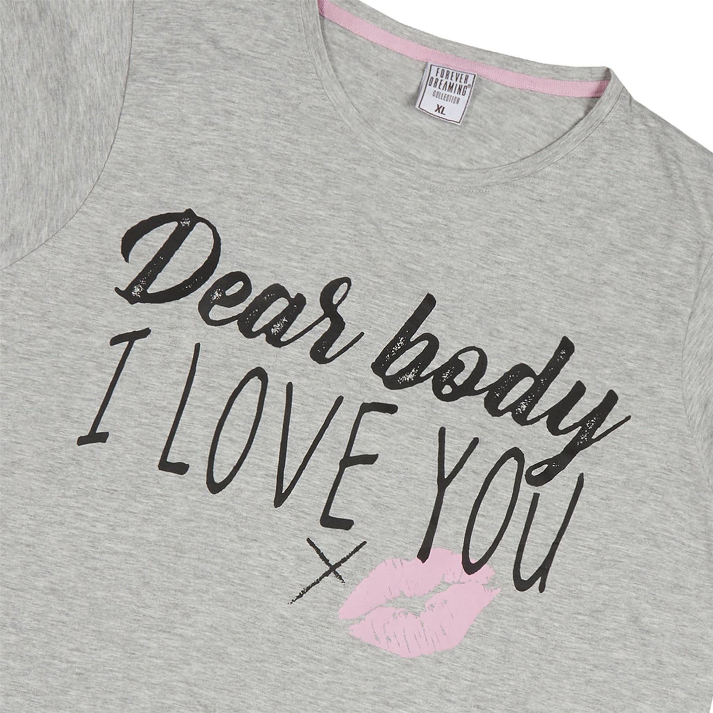 Forever Dreaming Womens 'Dear Body I Love You' Pyjama Set - Grey