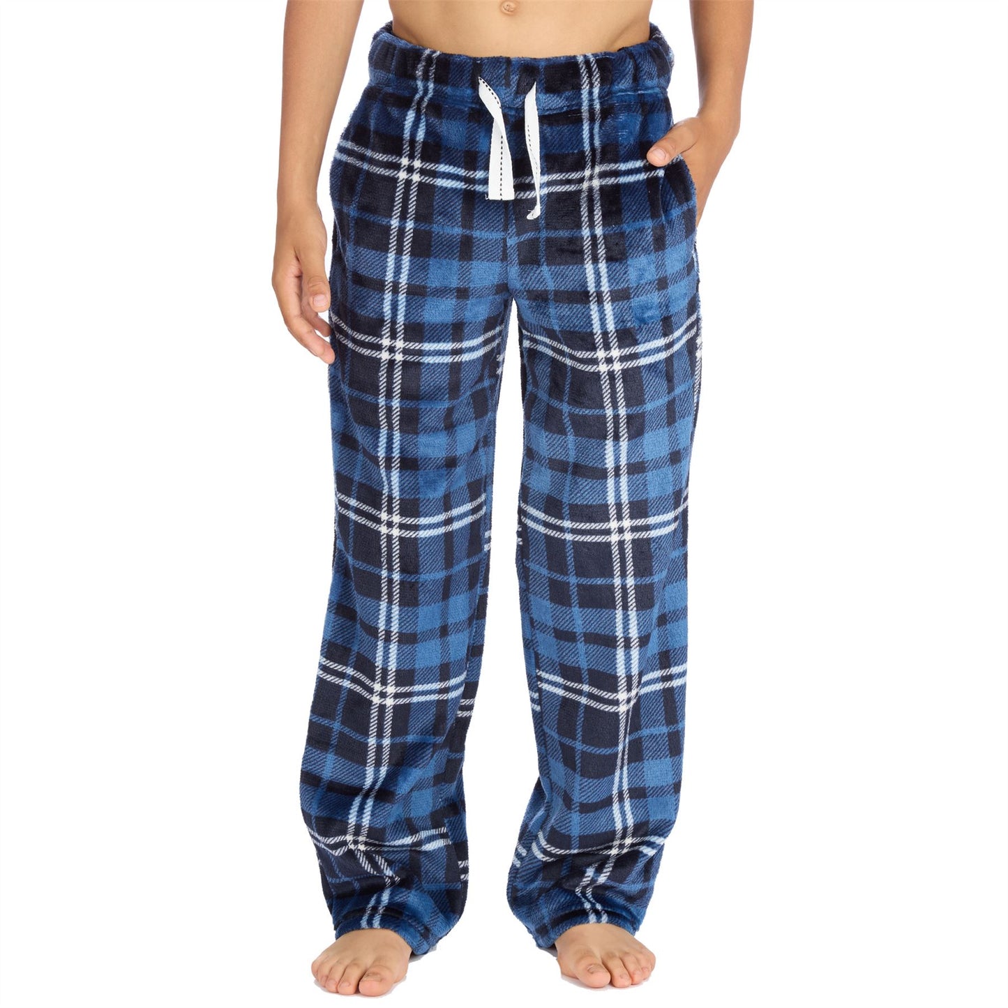 Cargo Bay Boys Fleece Lounge Pants - Denim Check