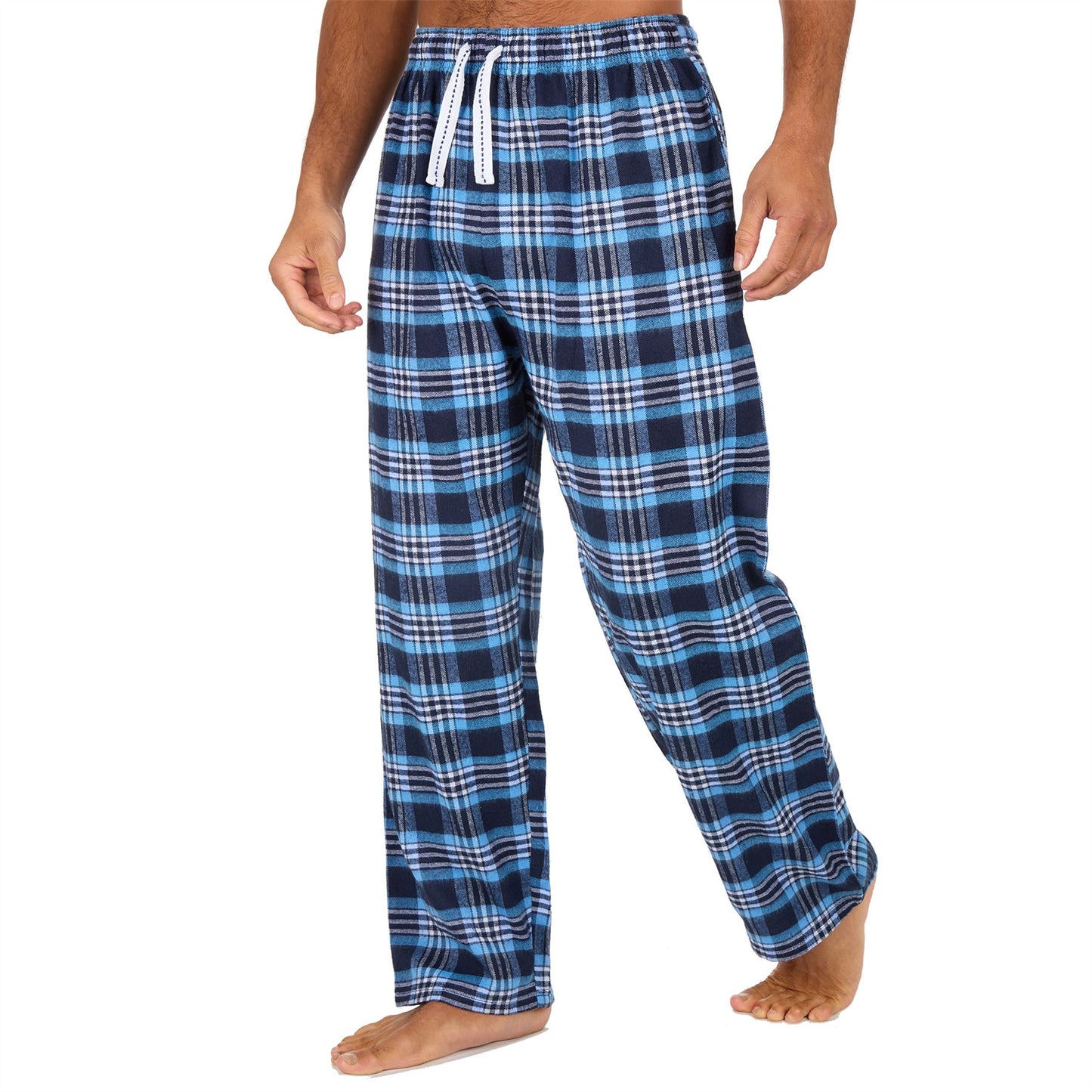 Cargo Bay Mens Check Flannel Lounge Pants - Blue