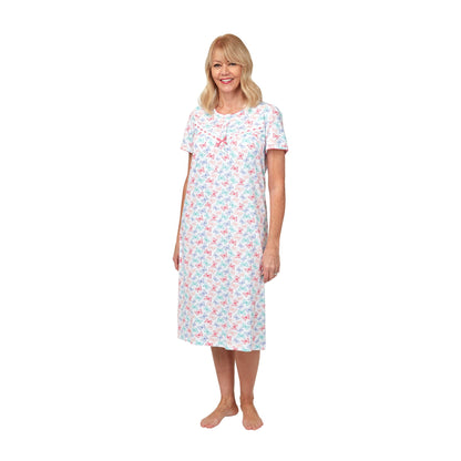 Marlon Butterfly Print Short Sleeve Nightdress - Pink