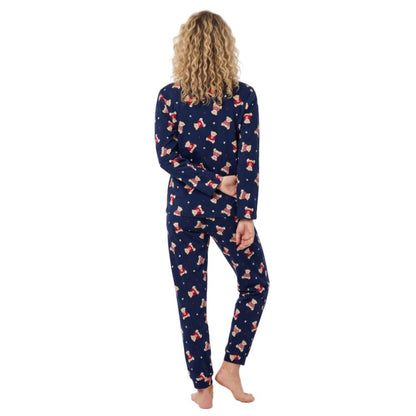 Indigo Sky Womens Long Sleeve Teddy Print Pyjama Set - Navy Indigo Sky