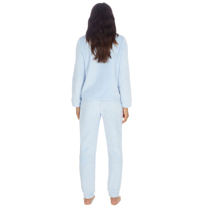 Forever Dreaming Womens Plush Fleece Pyjama Set - Ice Blue