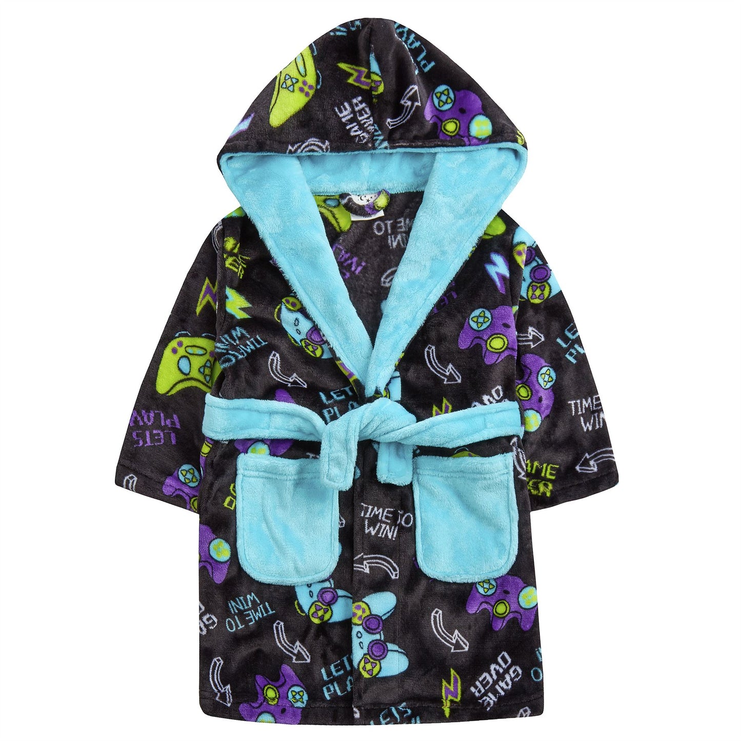 Minikidz Kids Gaming Hooded Fleece Robe - Multi