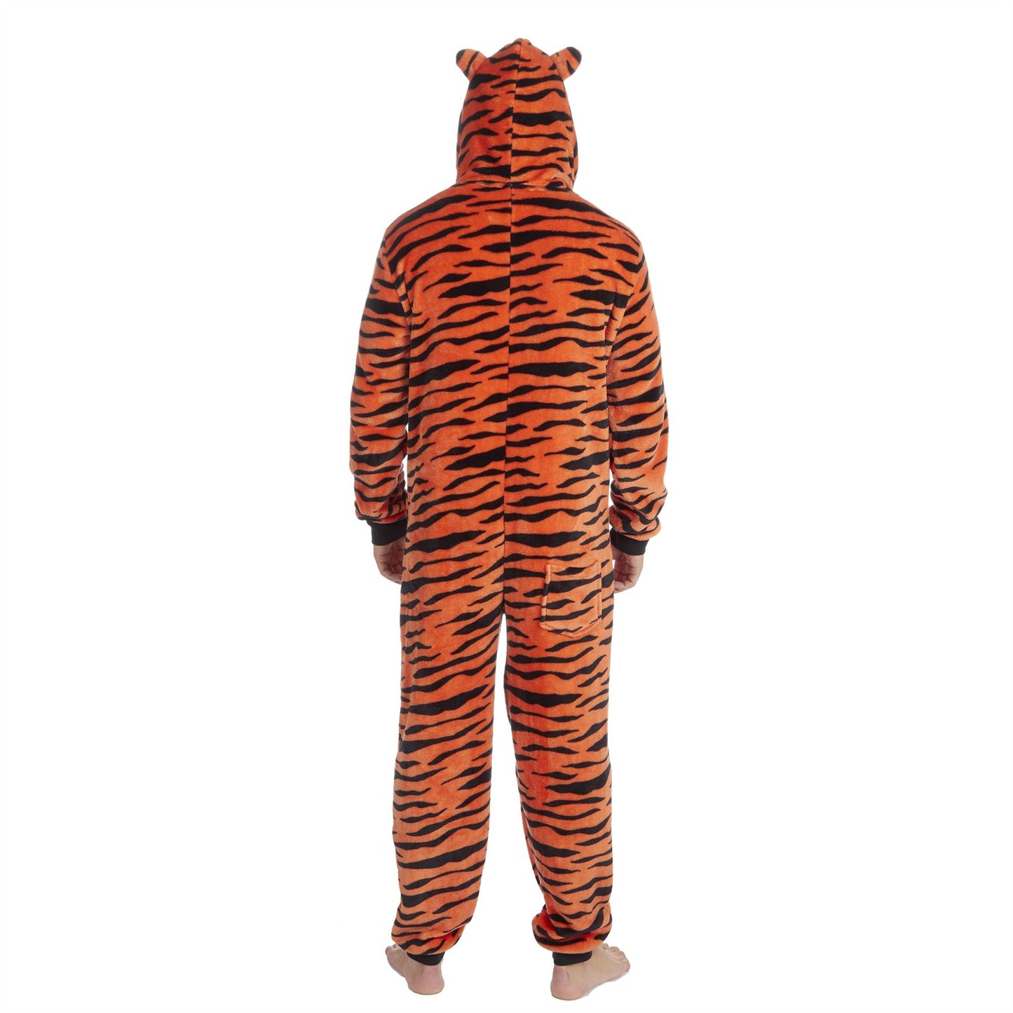 Onezee Tiger Print Flannel Fleece Onesie - Orange