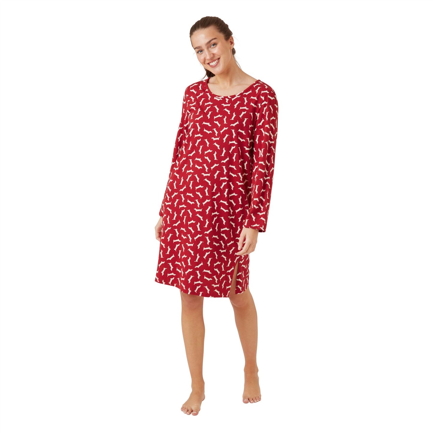 Indigo Sky Dachshund Long Sleeve Nightshirt - Red