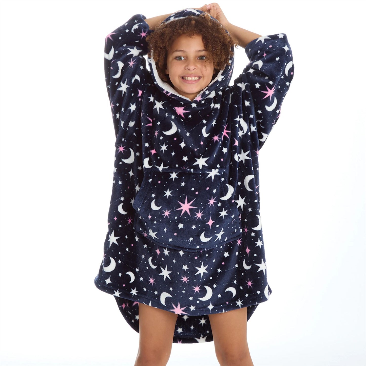 Huggable Hoodie Kids Fleece Oversized Hoodie - Moon and Stars