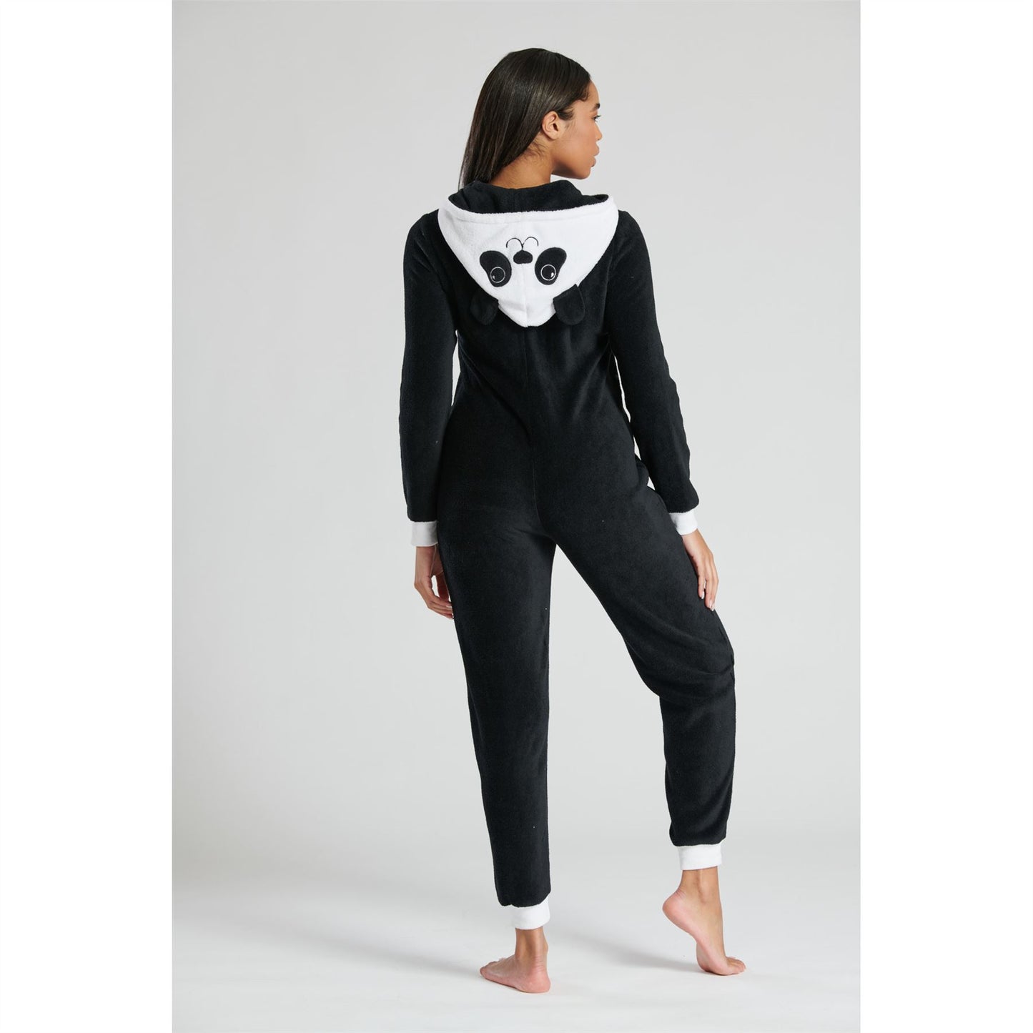 Loungeable Womens Panda Fleece Onesie - Black/White