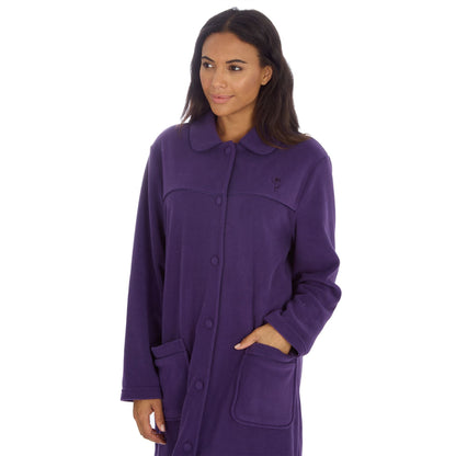 Countess Christie Longer Length Button Housecoat - Purple