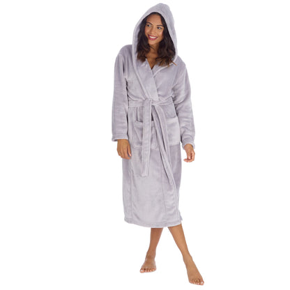 Forever Dreaming Womens Longer Length Shimmer Fleece Robe - Silver