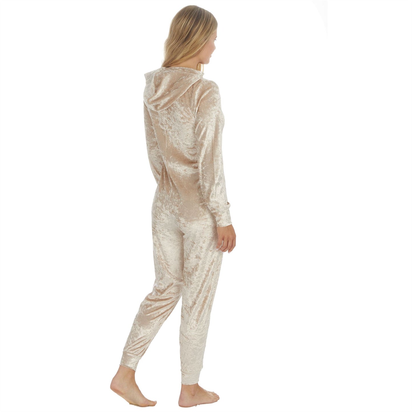 Forever Dreaming Womens Crushed Velvet Onesie - Gold