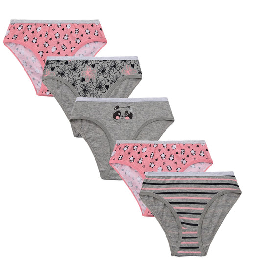 4Kidz Girls Briefs 5 Pack - Pandas (2-6 Years)