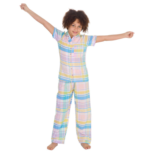 Forever Dreaming Girls Yarn Dyed Woven Check Pyjamas - Pink