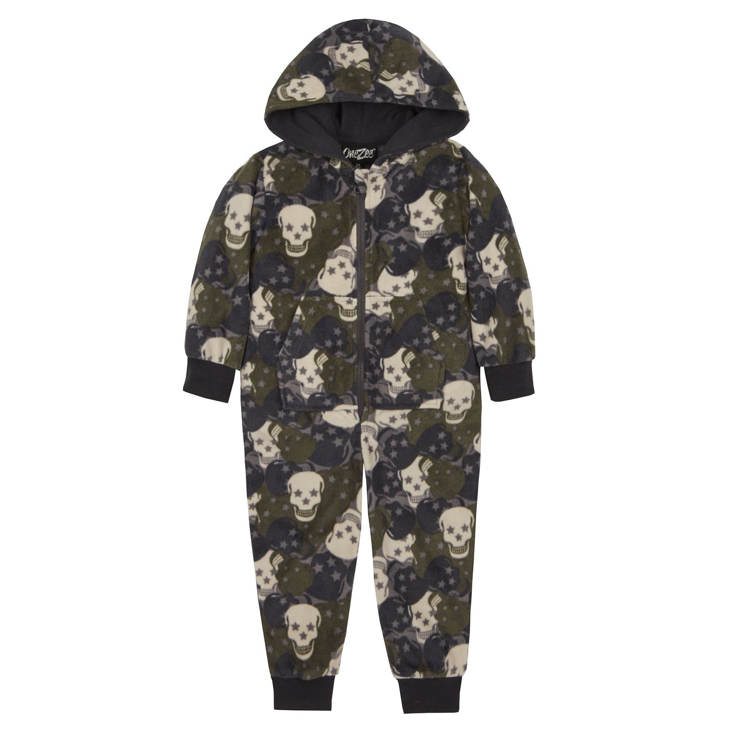 Onezee Kids Skulls/Stars Fleece Onesie - Green