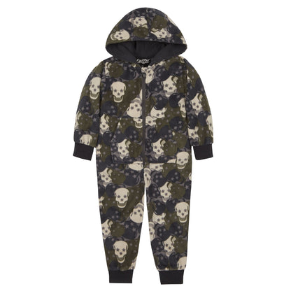 Onezee Kids Skulls/Stars Fleece Onesie - Green